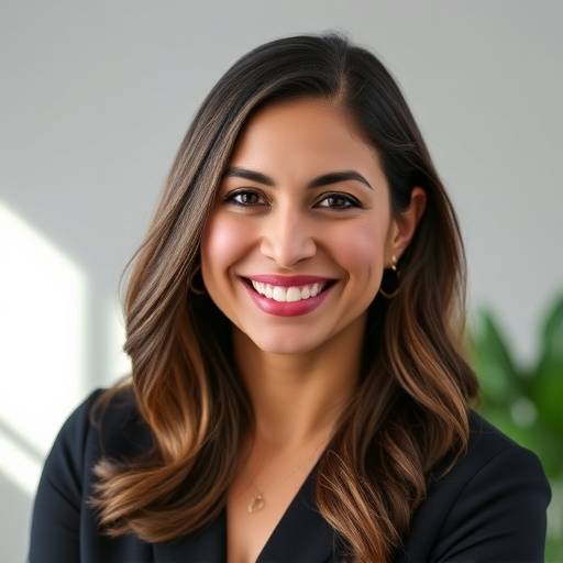 Foto de Elena Mendoza, fundadora y directora de OratoriaConÉxito, sonriendo con profesionalismo.
